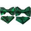 image:imageHISDERN Bowties for Men Floral Emerald Green Paisley Selftie Bowtie Dark Green Woven Silk Mens Bow Tie with Pocket Square Set for Wedding Party 2Pack