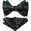 image:imageHISDERN Christmas Bow Ties for Men Xmas Selftied Bowties and Pocket Square Set Festival Woven Bowtie Handkerchief03black  Red Candy Cane
