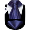 image:imageHISDERN Mens Solid Ties Formal Business Woven Tie and Pocket Square Cufflinks Set Classic Silk Satin Necktie WeddingK3navy Blue 1