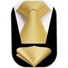 image:imageHISDERN Mens Ties Solid Color Tie and Pocket Square Set Classic Woven Formal Neckties amp Handkerchief Wedding PartyYellow