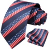 image:imageHISDERN Stripe Tie Mens Ties with Pocket Square Set Classic 34 Silk Formal Necktie Handkerchief for Business WeddingA01navy American Flag
