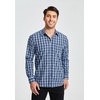 image:imageHISDERN Mens Long Sleeve Dress ShirtsPlaid Striped Button Down ShirtBig ampTall Men Gingham Camisa for Casual Business FormalDrak Blue Plaid