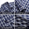 image:imageHISDERN Mens Long Sleeve Dress ShirtsPlaid Striped Button Down ShirtBig ampTall Men Gingham Camisa for Casual Business FormalNavy Blue Plaid