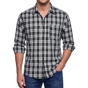 image:imageHISDERN Mens Long Sleeve Dress ShirtsPlaid Striped Button Down ShirtBig ampTall Men Gingham Camisa for Casual Business FormalBlack Checked