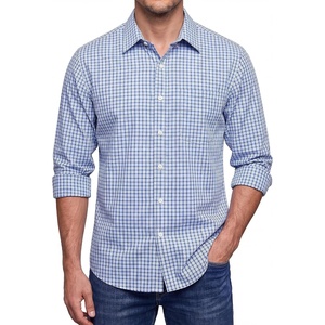 image:imageHISDERN Mens Long Sleeve Dress ShirtsPlaid Striped Button Down ShirtBig ampTall Men Gingham Camisa for Casual Business FormalBlue Gingham