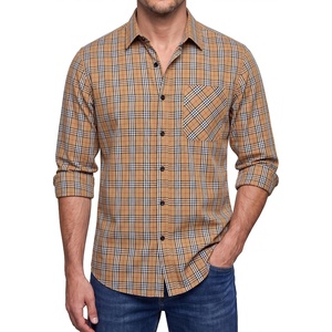 image:imageHISDERN Mens Long Sleeve Dress ShirtsPlaid Striped Button Down ShirtBig ampTall Men Gingham Camisa for Casual Business FormalBrown Plaid