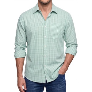 image:imageHISDERN Mens Long Sleeve Dress ShirtsPlaid Striped Button Down ShirtBig ampTall Men Gingham Camisa for Casual Business FormalGreen Plaid
