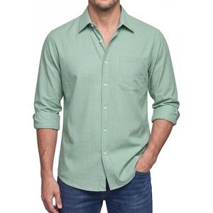image:imageHISDERN Mens Long Sleeve Dress ShirtsPlaid Striped Button Down ShirtBig ampTall Men Gingham Camisa for Casual Business FormalSage Green