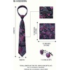 image:imageHISDERN Ties for Men Paisley Tie and Pocket Square Cufflinks Set Formal Classic Floral Necktie Handkerchief Wedding PartyFfuchsia Floral