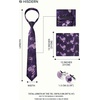image:imageHISDERN Ties for Men Paisley Tie and Pocket Square Cufflinks Set Formal Classic Floral Necktie Handkerchief Wedding PartyFpurple Floral 2
