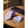 image:imageHISDERN Ties for Men Paisley Tie and Pocket Square Cufflinks Set Formal Classic Floral Necktie Handkerchief Wedding PartyFpurple Floral