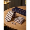 image:imageHISDERN Ties for Men Paisley Tie and Pocket Square Cufflinks Set Formal Classic Floral Necktie Handkerchief Wedding PartySbrown Striped
