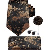 image:imageHISDERN Mens Ties Floral Paisley Necktie Set with Pocket Square Cufflinks Lapel Pin for Wedding Formal Business 4PCSOrange Gold  Black