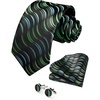 image:imageHISDERN Ties for Men Paisley Tie and Pocket Square Cufflinks Set Formal Classic Floral Necktie Handkerchief Wedding PartyWblackGreen