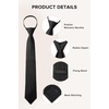 image:imageHISDERN Women PreTied Zipper Neck Ties Adjustable Solid Plaid Neckties Elegant Formal Girls Mens Tie for Business UniformsSolid  Black