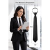 image:imageHISDERN Women PreTied Zipper Neck Ties Adjustable Solid Plaid Neckties Elegant Formal Girls Mens Tie for Business UniformsSolid  Black