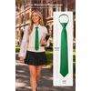 image:imageHISDERN Women PreTied Zipper Neck Ties Adjustable Solid Plaid Neckties Elegant Formal Girls Mens Tie for Business UniformsSolid  Dark Green