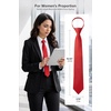 image:imageHISDERN Women PreTied Zipper Neck Ties Adjustable Solid Plaid Neckties Elegant Formal Girls Mens Tie for Business UniformsSolid  Red