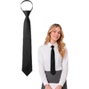 image:imageHISDERN Women PreTied Zipper Neck Ties Adjustable Solid Plaid Neckties Elegant Formal Girls Mens Tie for Business UniformsSolid  Black