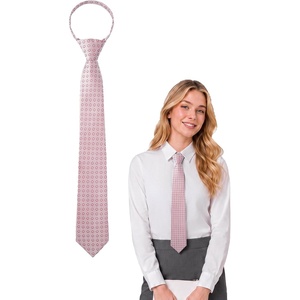 image:imageHISDERN Women PreTied Zipper Neck Ties Adjustable Solid Plaid Neckties Elegant Formal Girls Mens Tie for Business UniformsPlaid  Dusty Rose Pink