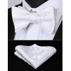 image:imageHISDERN Bow Ties for Men White Floral Bowtie Self Tie amp Suspenders and Bow Tie Pocket Square Set Classic Formal Tuxedo Wedding Bowties