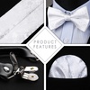 image:imageHISDERN Bow Ties for Men White Floral Bowtie Self Tie amp Suspenders and Bow Tie Pocket Square Set Classic Formal Tuxedo Wedding Bowties