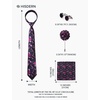 image:imageHISDERN Mens Ties Floral Paisley Necktie Set with Pocket Square Cufflinks Lapel Pin for Wedding Formal Business 4PCSBblack  Rose Pink