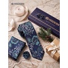 image:imageHISDERN Mens Ties Floral Paisley Necktie Set with Pocket Square Cufflinks Lapel Pin for Wedding Formal Business 4PCSBnavy Blue  Turquoise