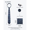 image:imageHISDERN Mens Ties Floral Paisley Necktie Set with Pocket Square Cufflinks Lapel Pin for Wedding Formal Business 4PCSBnavy Blue  Turquoise