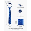 image:imageHISDERN Mens Ties Floral Paisley Necktie Set with Pocket Square Cufflinks Lapel Pin for Wedding Formal Business 4PCSBroyal Blue