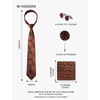 image:imageHISDERN Mens Ties Floral Paisley Necktie Set with Pocket Square Cufflinks Lapel Pin for Wedding Formal Business 4PCSOorange Brown
