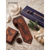 image:imageHISDERN Mens Ties Floral Paisley Necktie Set with Pocket Square Cufflinks Lapel Pin for Wedding Formal Business 4PCSOorange Brown