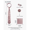 image:imageHISDERN Mens Ties Floral Paisley Necktie Set with Pocket Square Cufflinks Lapel Pin for Wedding Formal Business 4PCSPdusty Pink