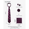 image:imageHISDERN Mens Ties Floral Paisley Necktie Set with Pocket Square Cufflinks Lapel Pin for Wedding Formal Business 4PCSPpurple  Black