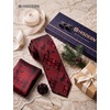 image:imageHISDERN Mens Ties Floral Paisley Necktie Set with Pocket Square Cufflinks Lapel Pin for Wedding Formal Business 4PCSRred