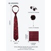 image:imageHISDERN Mens Ties Floral Paisley Necktie Set with Pocket Square Cufflinks Lapel Pin for Wedding Formal Business 4PCSRred
