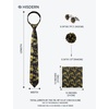 image:imageHISDERN Mens Ties Floral Paisley Necktie Set with Pocket Square Cufflinks Lapel Pin for Wedding Formal Business 4PCSYyellow  Black
