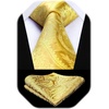 image:imageHISDERN Yellow Dress Shirt for Men Long Sleeve with Matching Tie and Handkerchief Set Classic