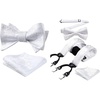 image:imageHISDERN Bow Ties for Men White Floral Bowtie Self Tie amp Suspenders and Bow Tie Pocket Square Set Classic Formal Tuxedo Wedding Bowties