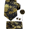 image:imageHISDERN Mens Ties Floral Paisley Necktie Set with Pocket Square Cufflinks Lapel Pin for Wedding Formal Business 4PCSYyellow  Black
