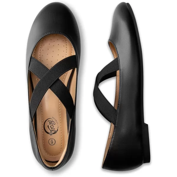Trary Black Flats Shoes Women,Ballet Flats Shoes for Women, Ankle Strap Mary Jane Shoes Women, Wide Width Women's Flats, Black Flats for Women Dressy,Ballet Flats with Strap, Womens Flat Shoes