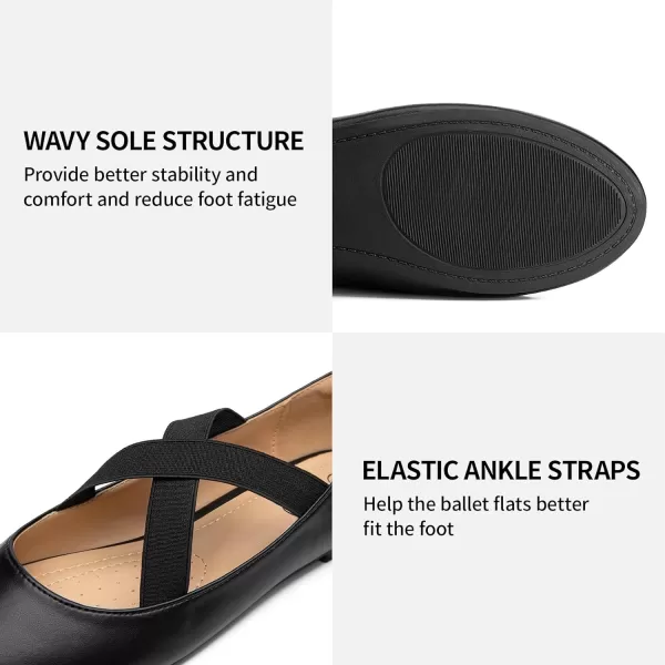 Trary Black Flats Shoes Women,Ballet Flats Shoes for Women, Ankle Strap Mary Jane Shoes Women, Wide Width Women's Flats, Black Flats for Women Dressy,Ballet Flats with Strap, Womens Flat Shoes