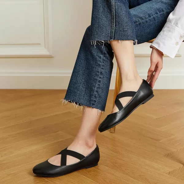 Trary Black Flats Shoes Women,Ballet Flats Shoes for Women, Ankle Strap Mary Jane Shoes Women, Wide Width Women's Flats, Black Flats for Women Dressy,Ballet Flats with Strap, Womens Flat Shoes