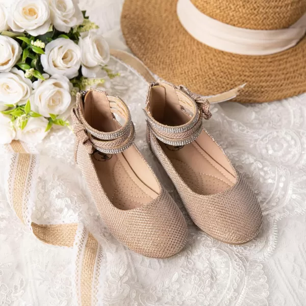 Trary Girls Dress Shoes Rhinestone Ankle Straps Mary Jane Shoes Ballet Flats Cute Bow Flower Girls Shoes Girls Ballerina Flats Wedding Party School Shoes for Toddler Little Kid Big Kid