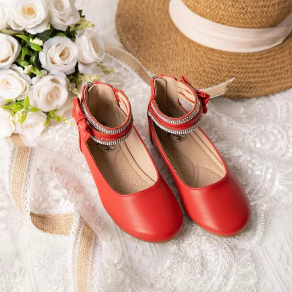 Trary Girls Dress Shoes Rhinestone Ankle Straps Mary Jane Shoes Ballet Flats Cute Bow Flower Girls Shoes Girls Ballerina Flats Wedding Party School Shoes for Toddler Little Kid Big Kid