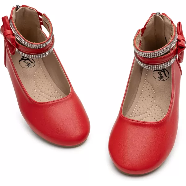 Trary Girls Dress Shoes Rhinestone Ankle Straps Mary Jane Shoes Ballet Flats Cute Bow Flower Girls Shoes Girls Ballerina Flats Wedding Party School Shoes for Toddler Little Kid Big Kid