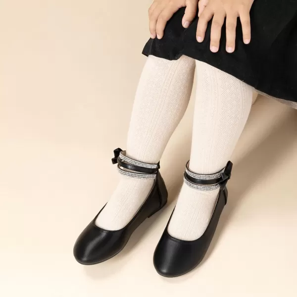 Trary Girls Dress Shoes Rhinestone Ankle Straps Mary Jane Shoes Ballet Flats Cute Bow Flower Girls Shoes Girls Ballerina Flats Wedding Party School Shoes for Toddler Little Kid Big Kid