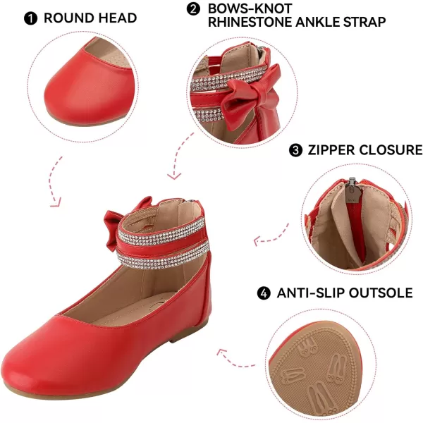 Trary Girls Dress Shoes Rhinestone Ankle Straps Mary Jane Shoes Ballet Flats Cute Bow Flower Girls Shoes Girls Ballerina Flats Wedding Party School Shoes for Toddler Little Kid Big Kid
