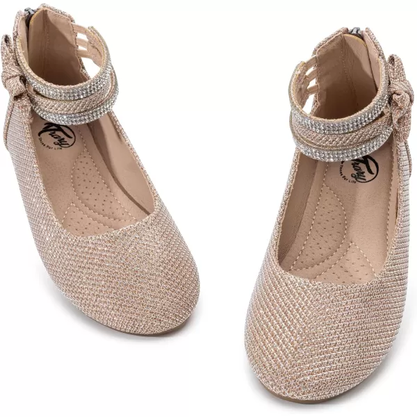 Trary Girls Dress Shoes Rhinestone Ankle Straps Mary Jane Shoes Ballet Flats Cute Bow Flower Girls Shoes Girls Ballerina Flats Wedding Party School Shoes for Toddler Little Kid Big Kid