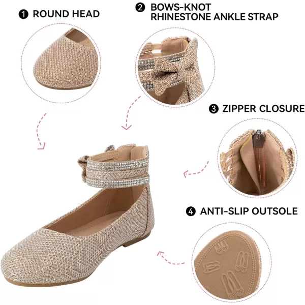Trary Girls Dress Shoes Rhinestone Ankle Straps Mary Jane Shoes Ballet Flats Cute Bow Flower Girls Shoes Girls Ballerina Flats Wedding Party School Shoes for Toddler Little Kid Big Kid